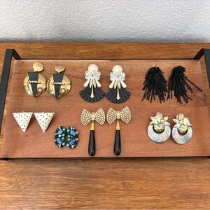 Vintage 80s Totally Rad Mixed Statement Clip-on Earring Set - Bundle of 7